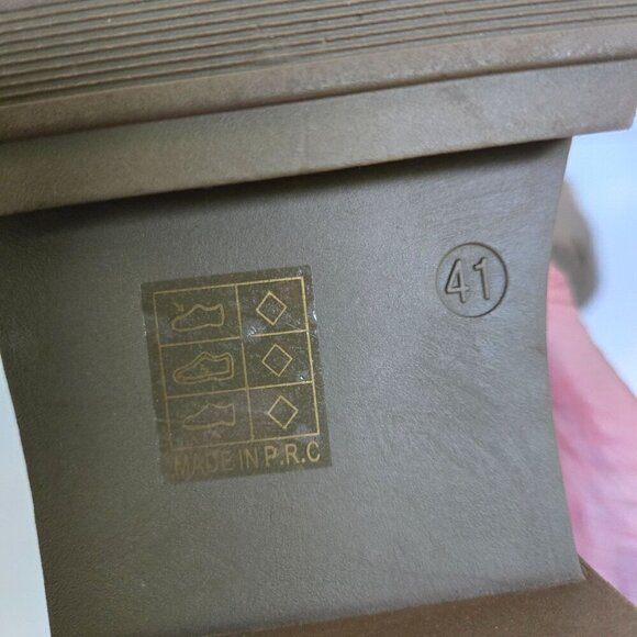 Alta Moda Super Chunky Olive Green Gold Chain Vegan Leather Loafers Size 41 - Picture 8 of 8